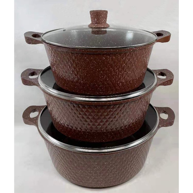 Kitchen 32/36/40CM Big Non Stick Pan Die Cast Cooking Pot Aluminum Nonstick Granite Coated Casserole Cookware Set Black