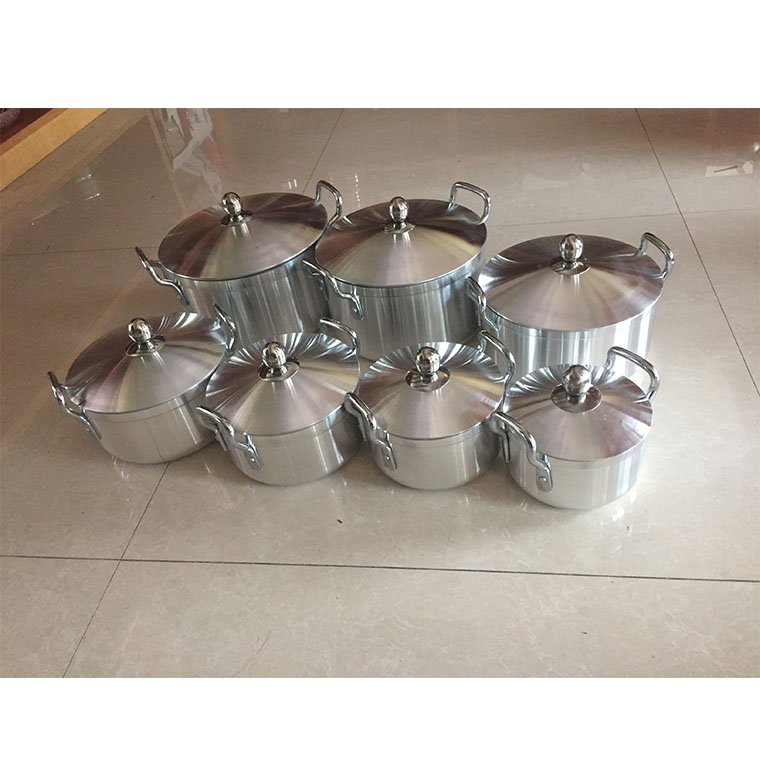 7PCS Aluminum Cooking Pot Set Africa Hot Sell Polished Cookware Set Kitchenware For Home Cooking
