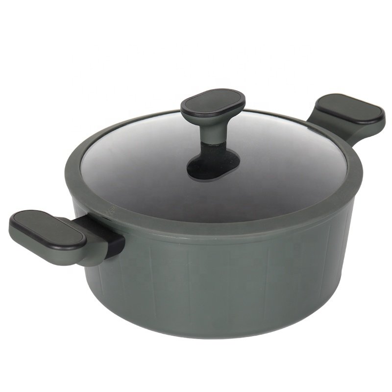 High Quality Home Cooking Full Induction Bottom Marble Coating Forged Aluminium Cookware Set