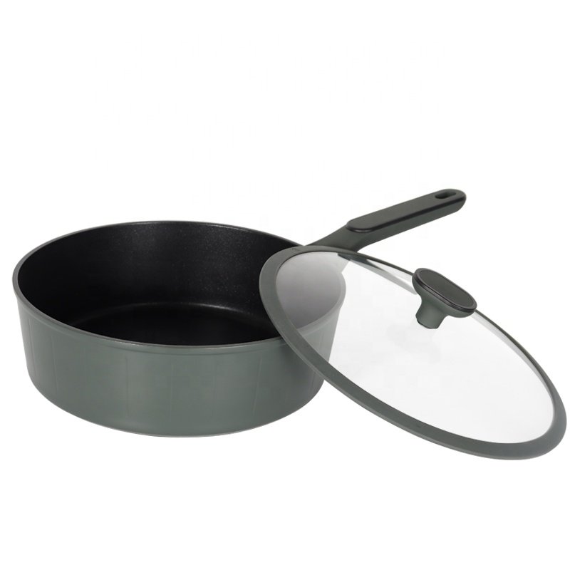 High Quality Home Cooking Full Induction Bottom Marble Coating Forged Aluminium Cookware Set
