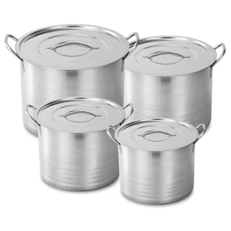 4PCS Wholesale Cooking Pot Cookware Set Kitchen Stainless Steel Pot with Steel Lid