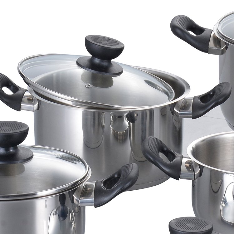 12 Pcs Stainless Steel Kitchenware Bakelite Handle cooking pot Sets Non Stick Cookware Sets