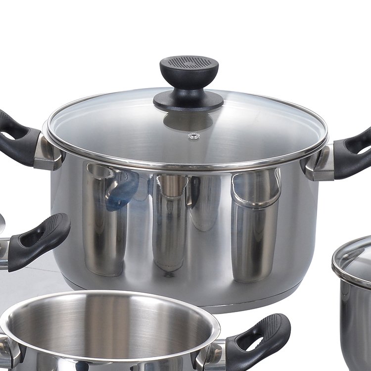12 Pcs Stainless Steel Kitchenware Bakelite Handle cooking pot Sets Non Stick Cookware Sets