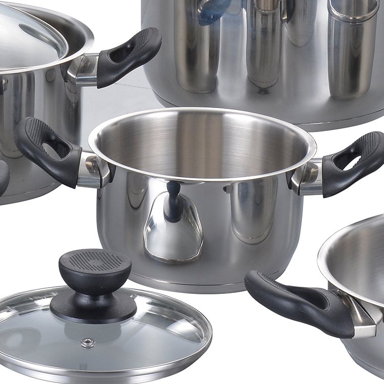 12 Pcs Stainless Steel Kitchenware Bakelite Handle cooking pot Sets Non Stick Cookware Sets