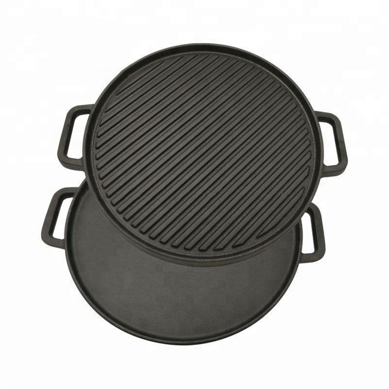 Large Griddle Pan Double-sided Grill Plate Pre-seasoned Round Cast Iron Pan set Country Restaurants Caterers & Canteens 30cm