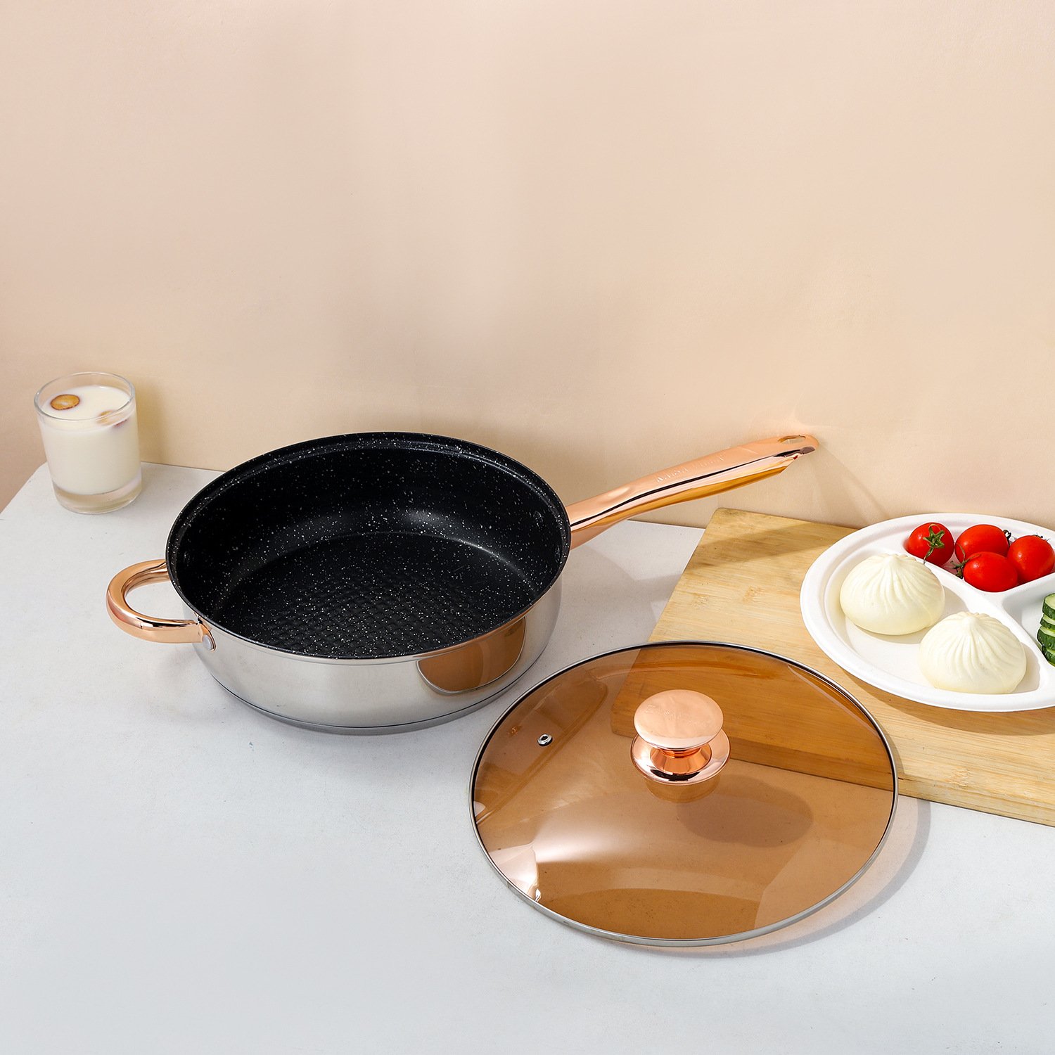 Non stick 12 pieces cooking pot set multi-function stainless steel 5 layer thick cookware set