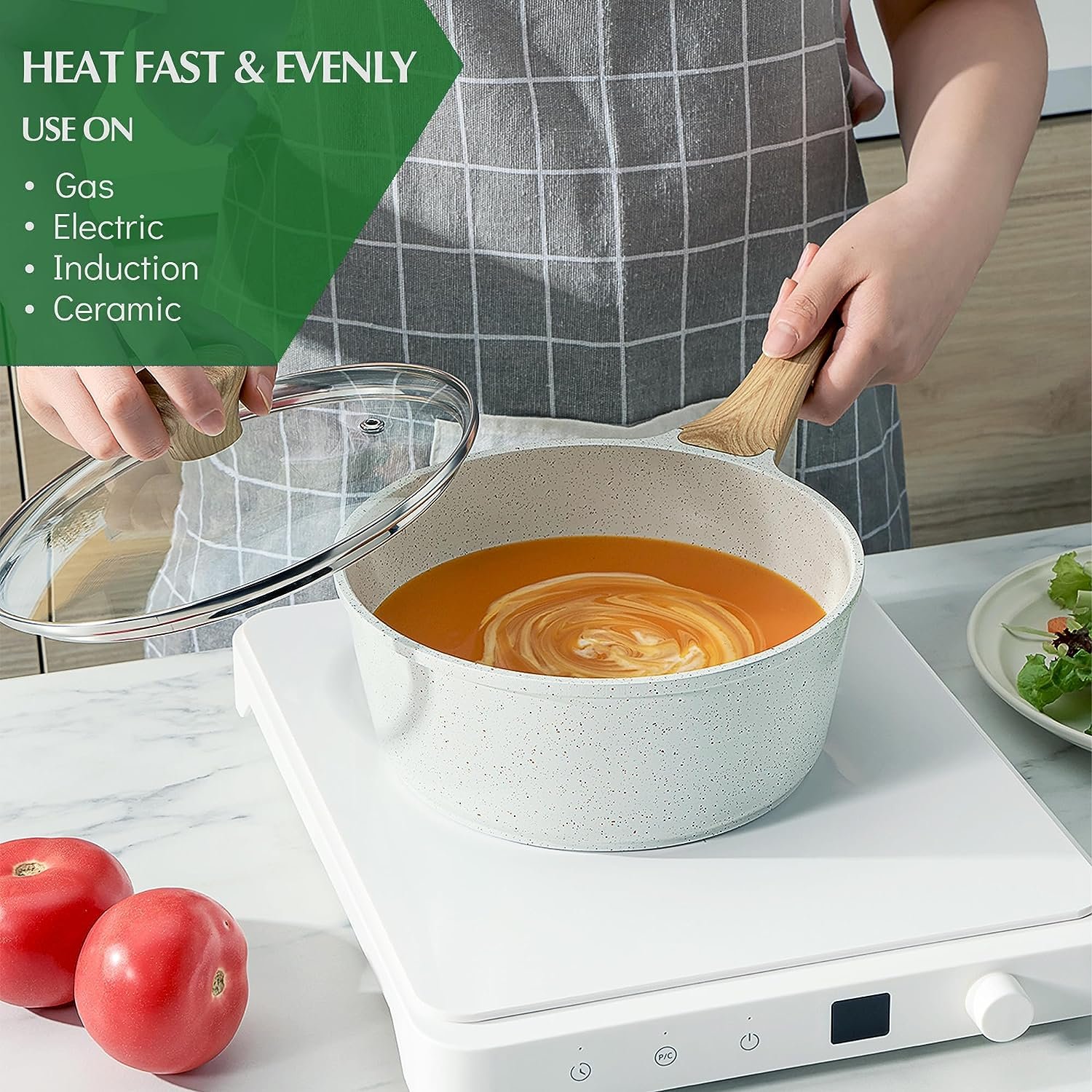 Nonstick Ceramic Cookware Set 13-Piece, Healthy Pots and Pans Set, Non-toxic Kitchen Cooking Set with Stay-Cool Handles,