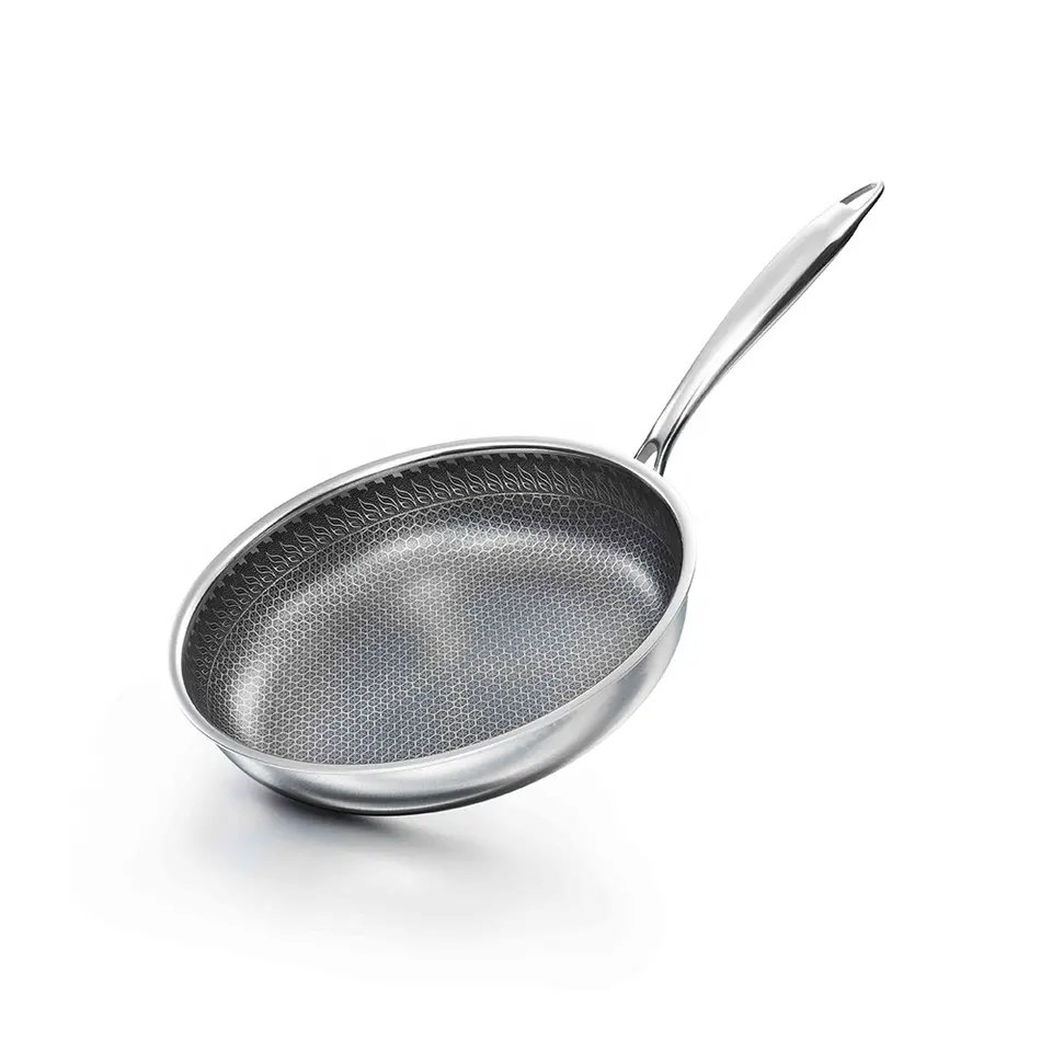 Honeycomb Non-stick Tri-ply Saute Pan Cooking Wok 304 Stainless Steel Big Wok Home Cooking