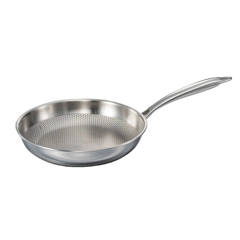 Honeycomb Non-stick Tri-ply Saute Pan Cooking Wok 304 Stainless Steel Big Wok Home Cooking