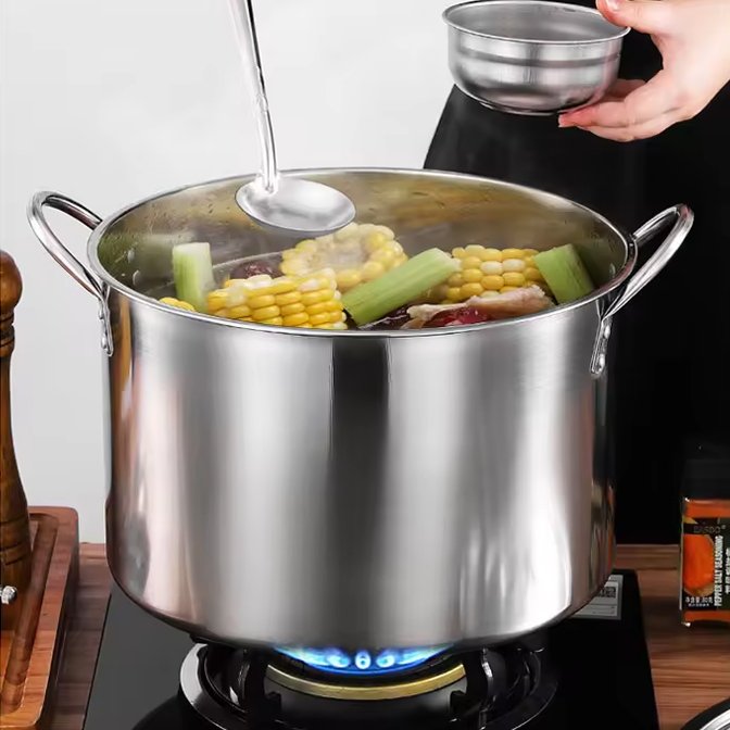 4PCS Large capacity Stainless Steel Pot Kitchen Cookware Set Deep Stock pot Cooking Casserole Soup Pot