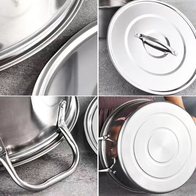 4PCS Large capacity Stainless Steel Pot Kitchen Cookware Set Deep Stock pot Cooking Casserole Soup Pot