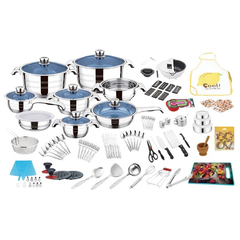 140pcs stainless steel cooking pot cookware set