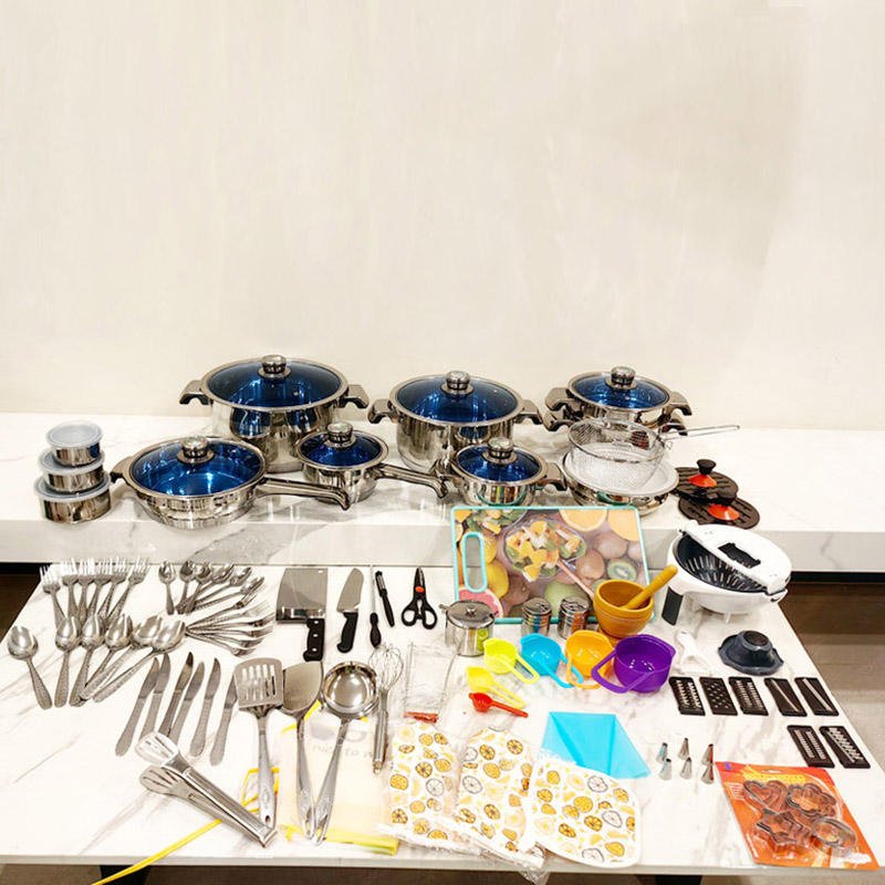 140pcs stainless steel cooking pot cookware set