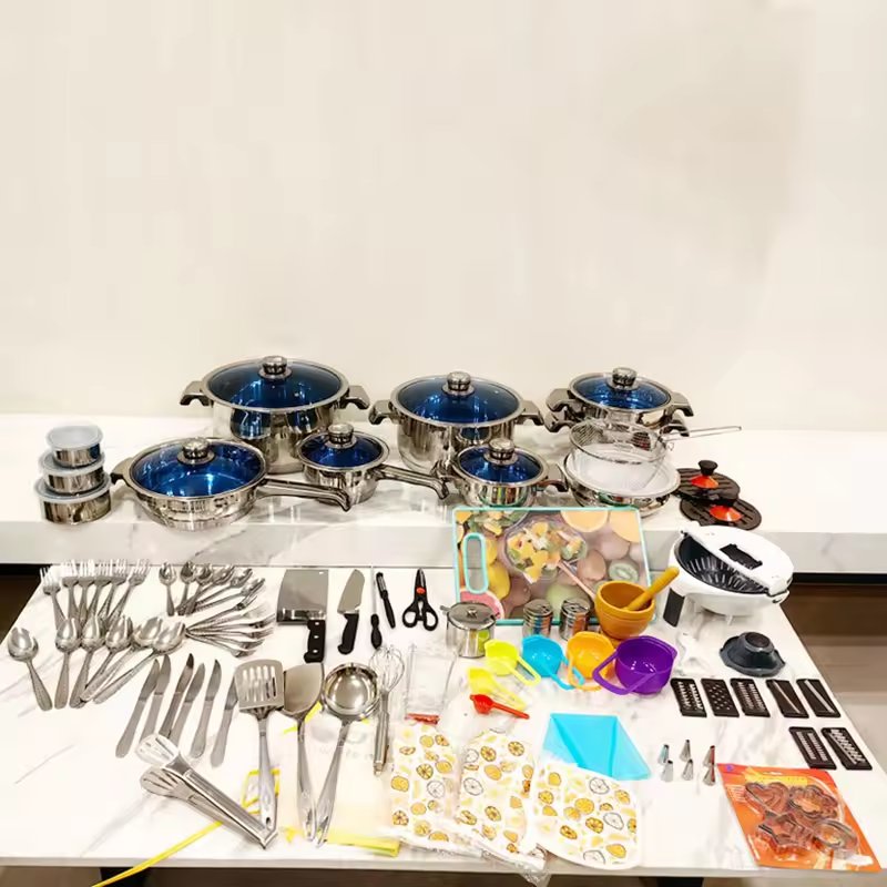 140 PCS Wholesale Hot Selling High Quality Stainless Steel Cooking Pots Pans Cookware Set With Tools And Utensils