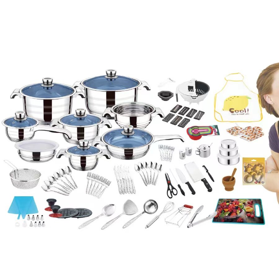 Factory Hot Selling 120pieces set Detachable Handle Cookware Set Home Use Panelas Cookware Set