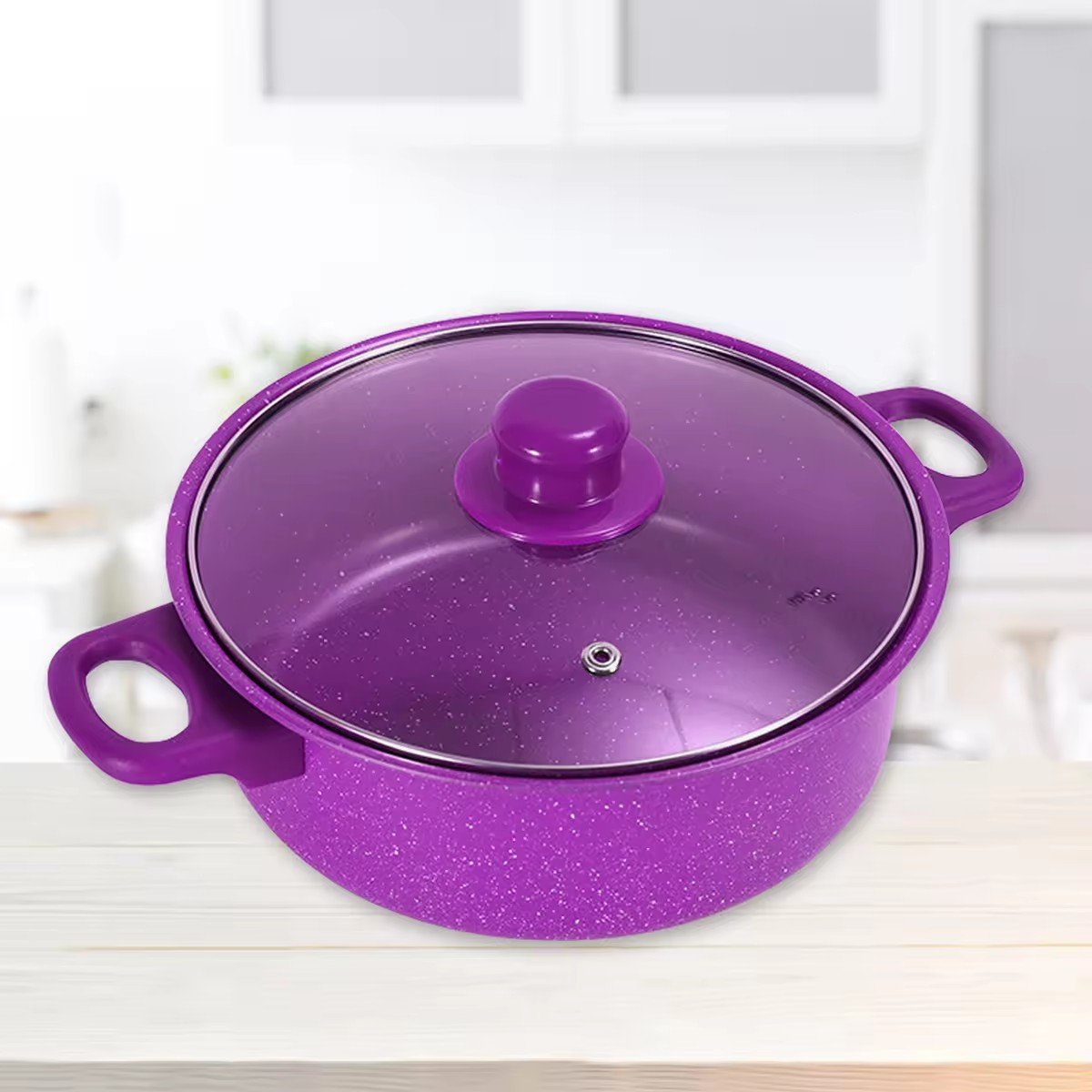 Can Kitchen non stick kitchen items purple Sauce pan non stick cookware set