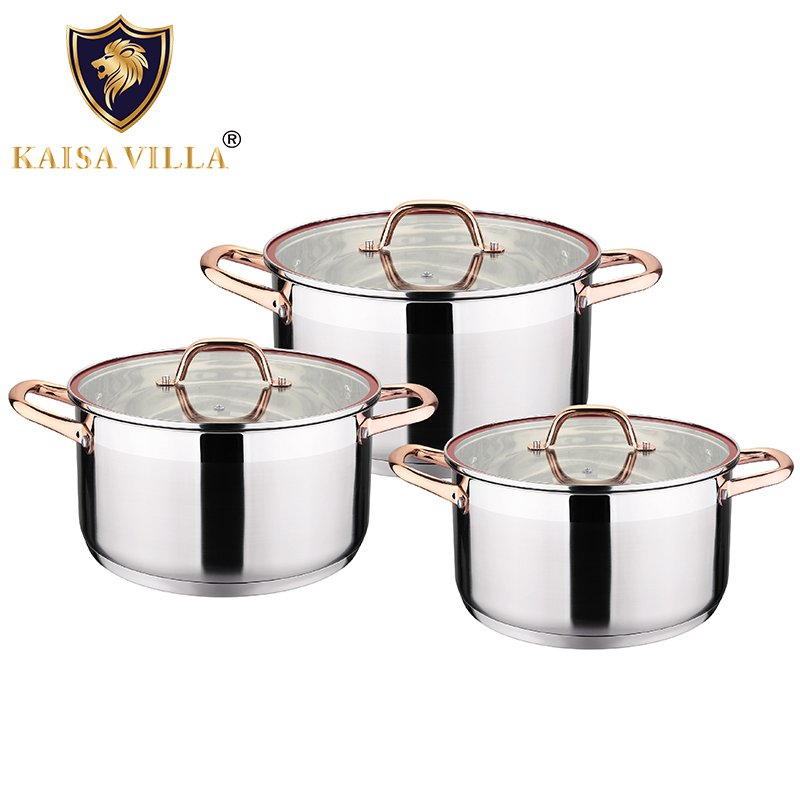 Kaisa Villa KV-6628 6psc Kitchen Stainless Steel Soup Pot Cooking Pot Set soup & stock pots non stick cookware set
