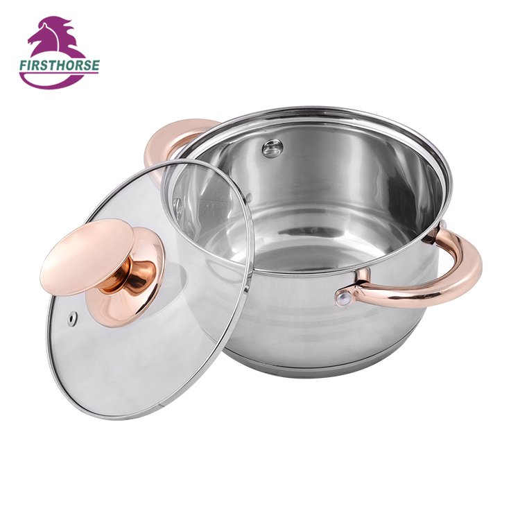 Stock Item 6pcs Stainless Steel Induction Cookware Set Golden Handle Sauce Pot LB-1105-6