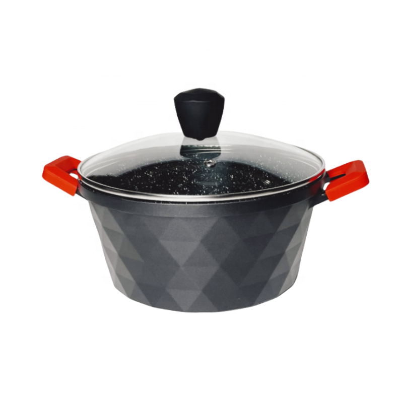 Die Cast Aluminum Induction Cookware Set Black Ceramic Coating Nonstick Cooking Pots Pans Kitchen Usage Pattern Marble Material