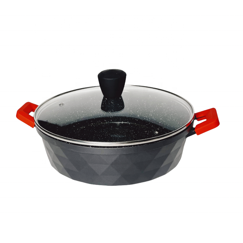 Die Cast Aluminum Induction Cookware Set Black Ceramic Coating Nonstick Cooking Pots Pans Kitchen Usage Pattern Marble Material