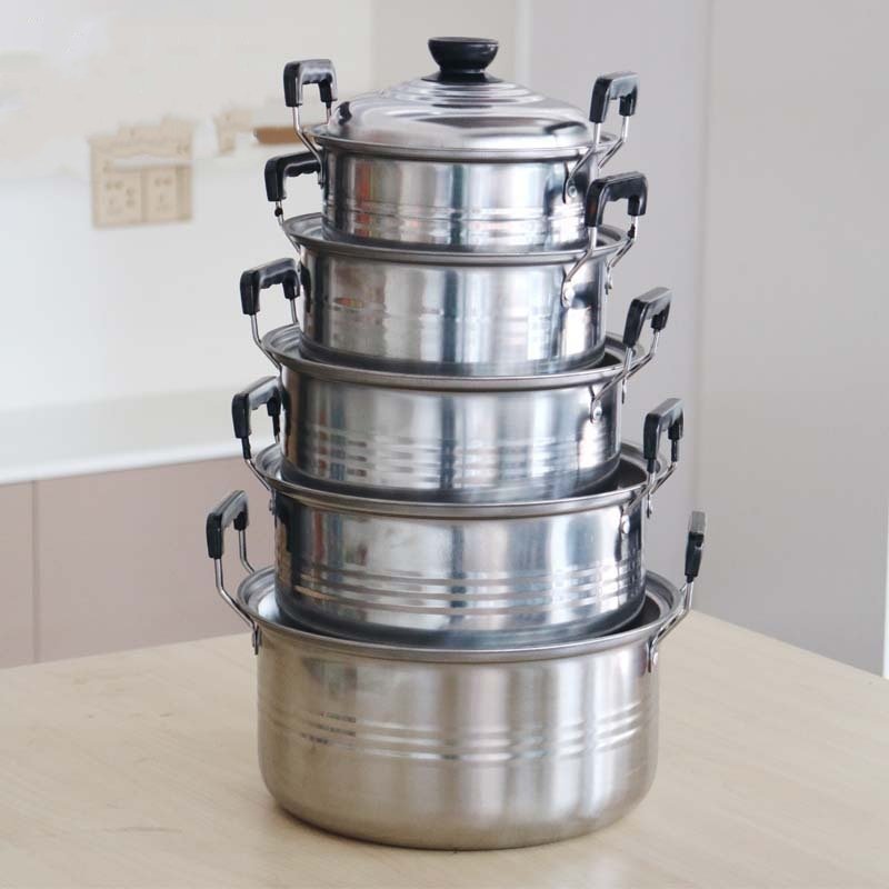 Kitchen Stainless Steel Cookware Set 10PCS Stainless Steel Cooking Pot Soup Pot Set with Lids