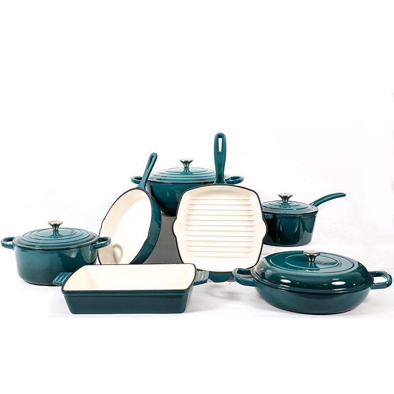 customizable Kitchen enameled cast iron dutch oven enamel cast iron cookware set cooking soup & stock cast iron pan set