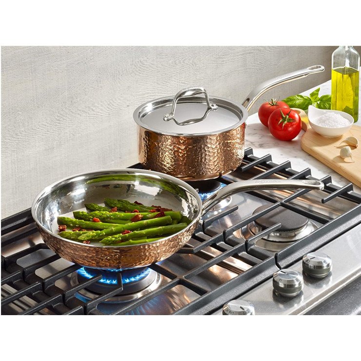 OEM factory copper core cookware induction cookware 10 pieces 5-layer copper cookware set