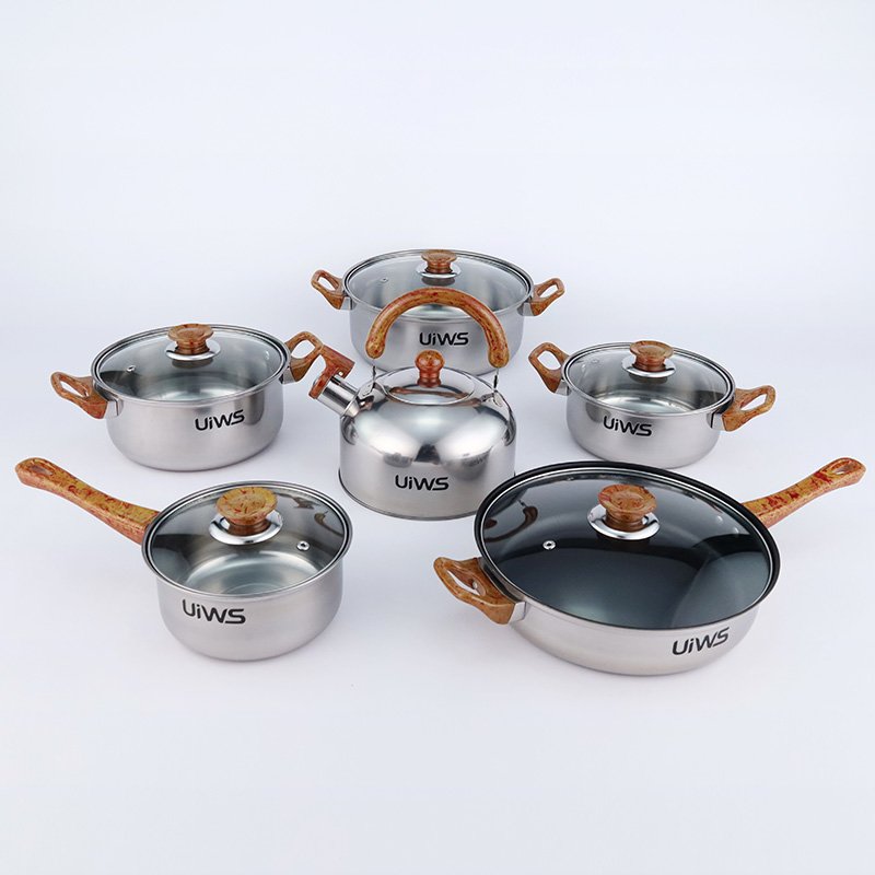 Non stick 12 pieces cooking pot set multi-function stainless steel cookware set