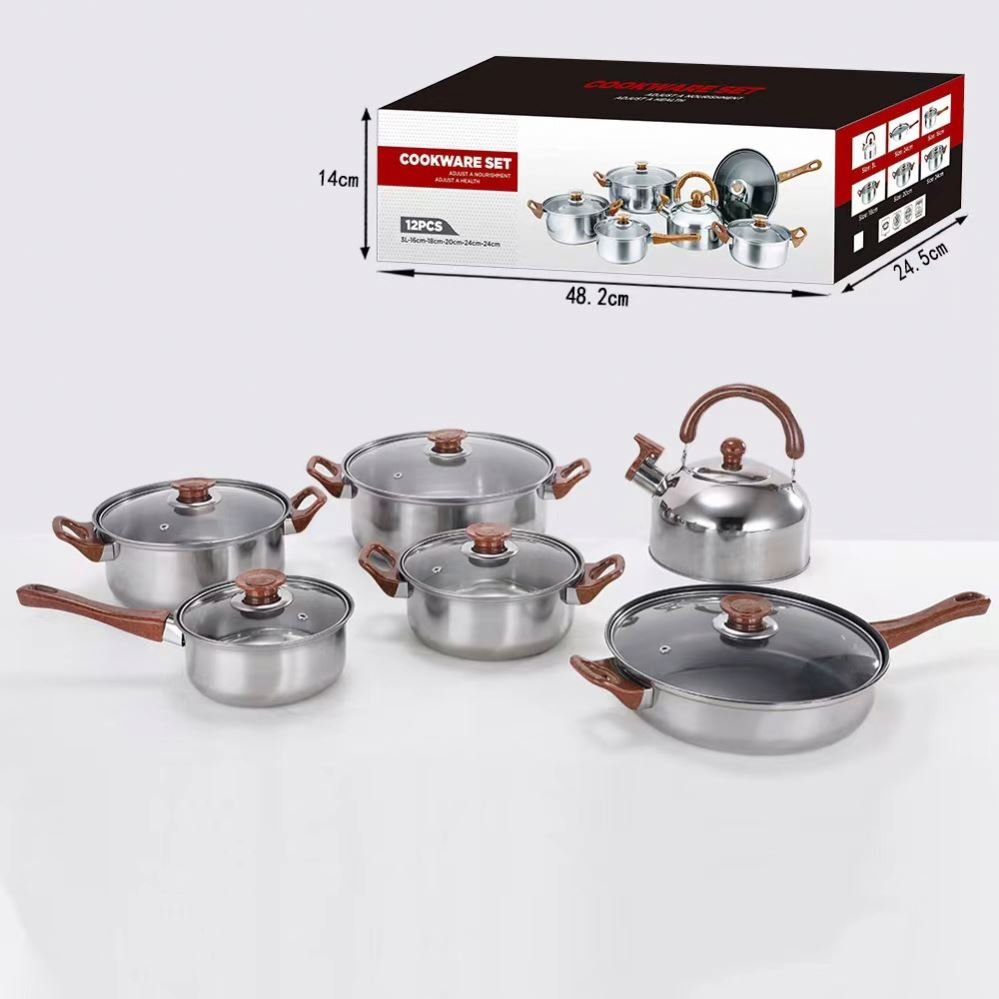 factory direct commercial 7pcs Aluminum satin finished Cooking Pot cookware set in kitchen
