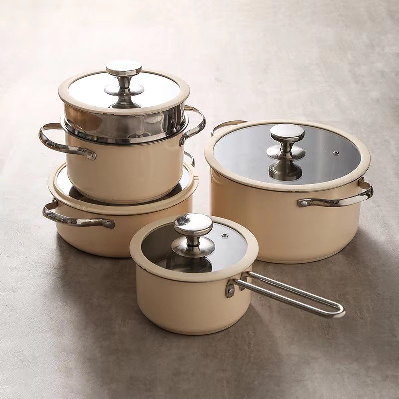 Hot Selling Fashion Stainless Steel Pressure Cooker Non-stick Pot Cooking Pots and Pans Saucepot Saucepan Metal Cookware Set