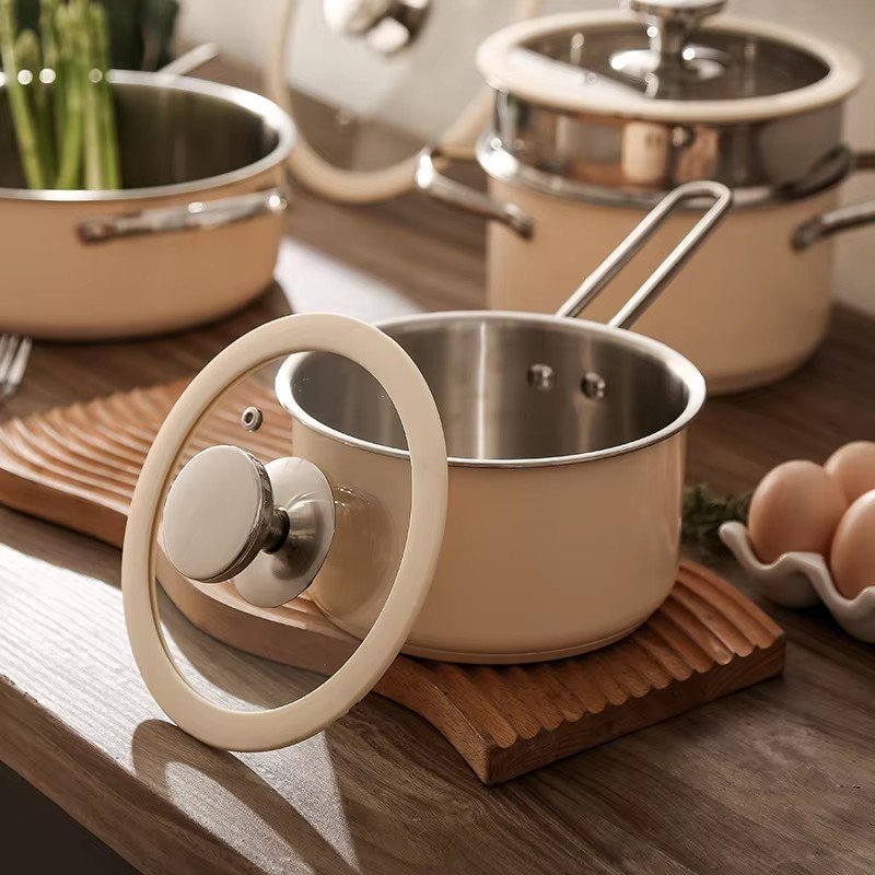 Hot Selling Fashion Stainless Steel Pressure Cooker Non-stick Pot Cooking Pots and Pans Saucepot Saucepan Metal Cookware Set