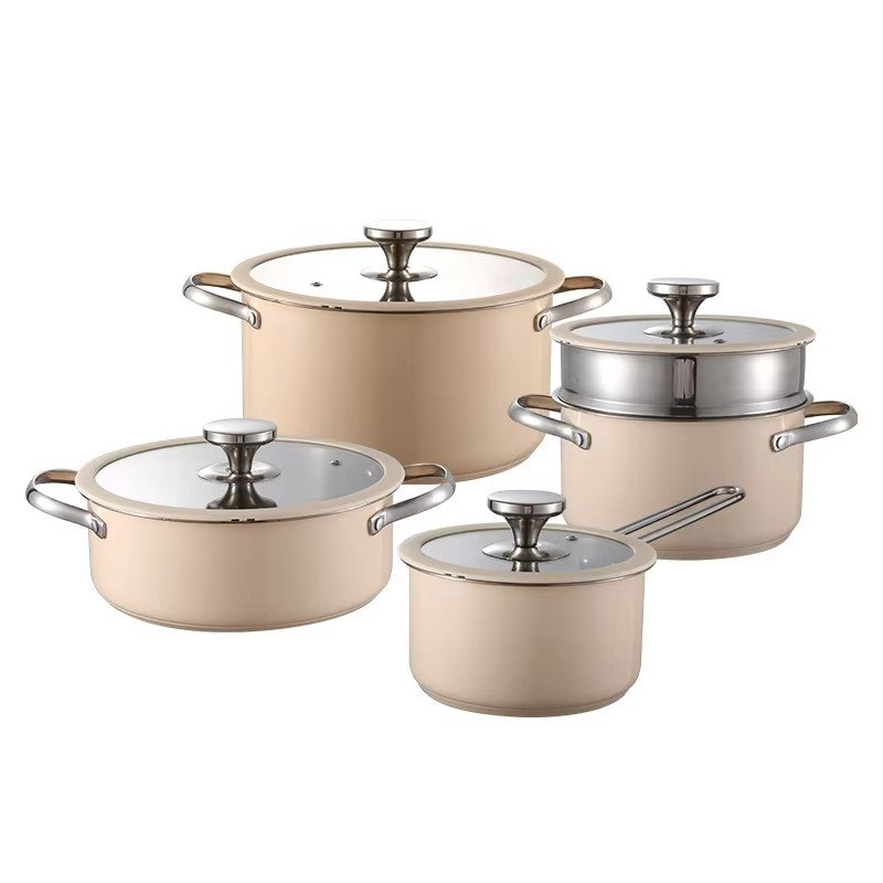 Hot Selling Fashion Stainless Steel Pressure Cooker Non-stick Pot Cooking Pots and Pans Saucepot Saucepan Metal Cookware Set