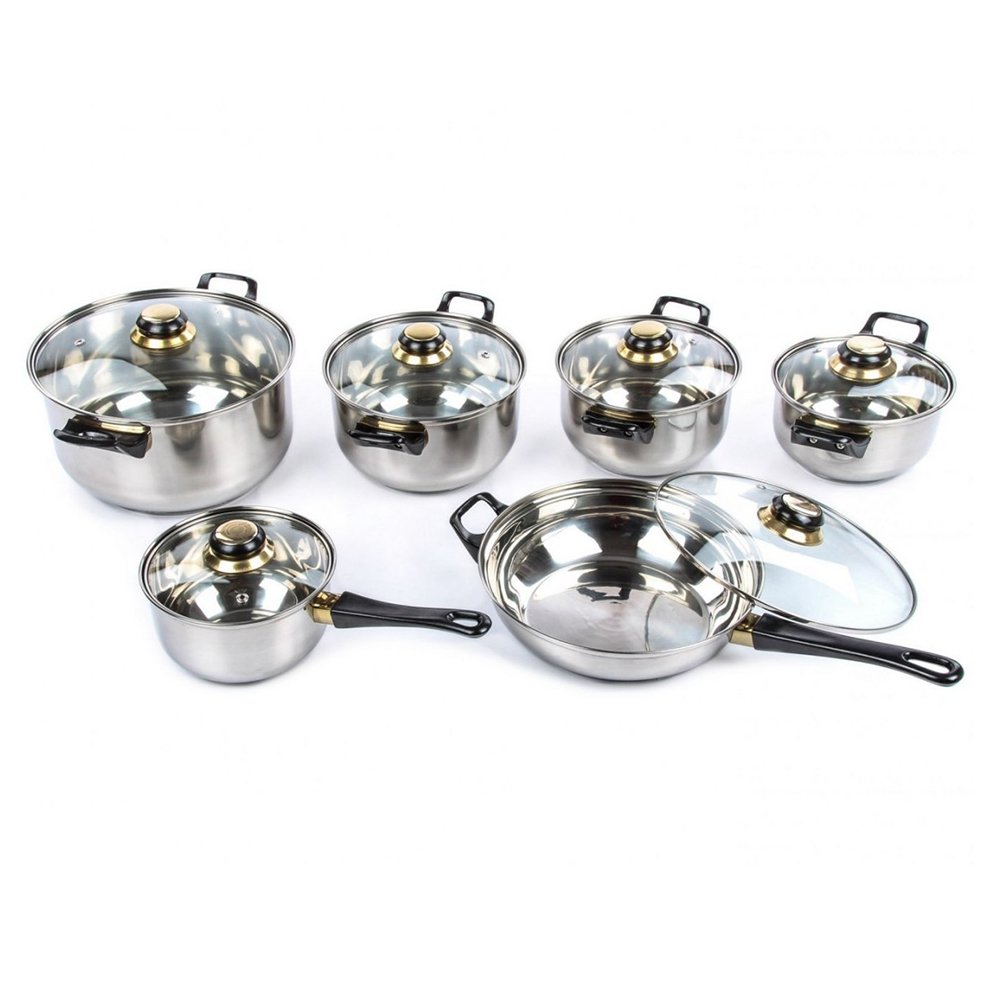 Prestige Bakelite Cover Beads Utensils 12pcs Surgical Cooking Pot Stainless Steel Cookware Sets