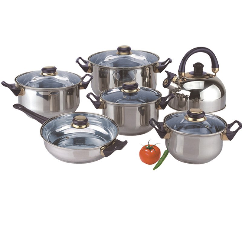 Prestige Bakelite Cover Beads Utensils 12pcs Surgical Cooking Pot Stainless Steel Cookware Sets