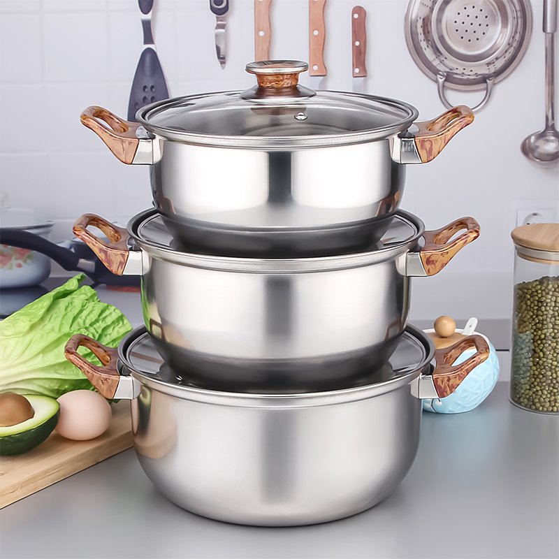Hot Selling 12 Pcs Cooking Pot Set Stainless Steel Pot Cookware Set With Glass Lid