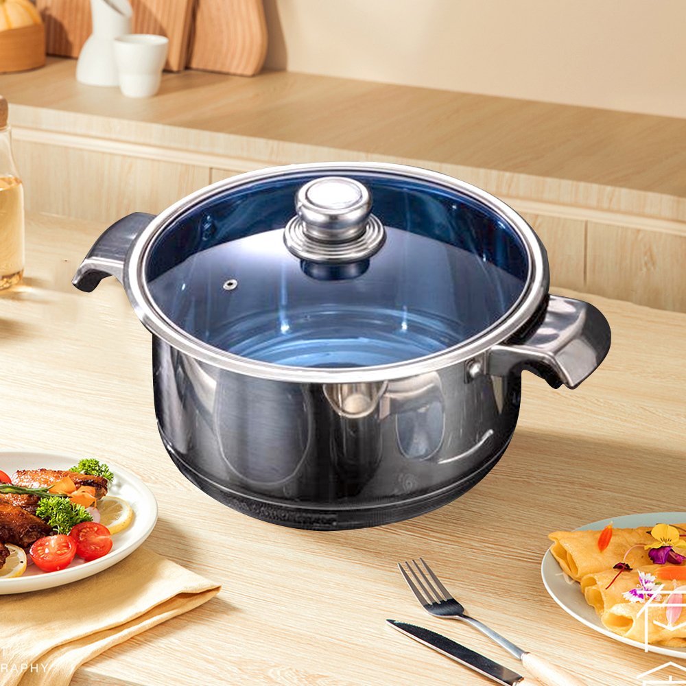 High Quality 201 Stainless Steel Pan Frying Pan Steel Pot Stainless Pot Set With Glass Lid Stainless Steel Pot Set Cookware