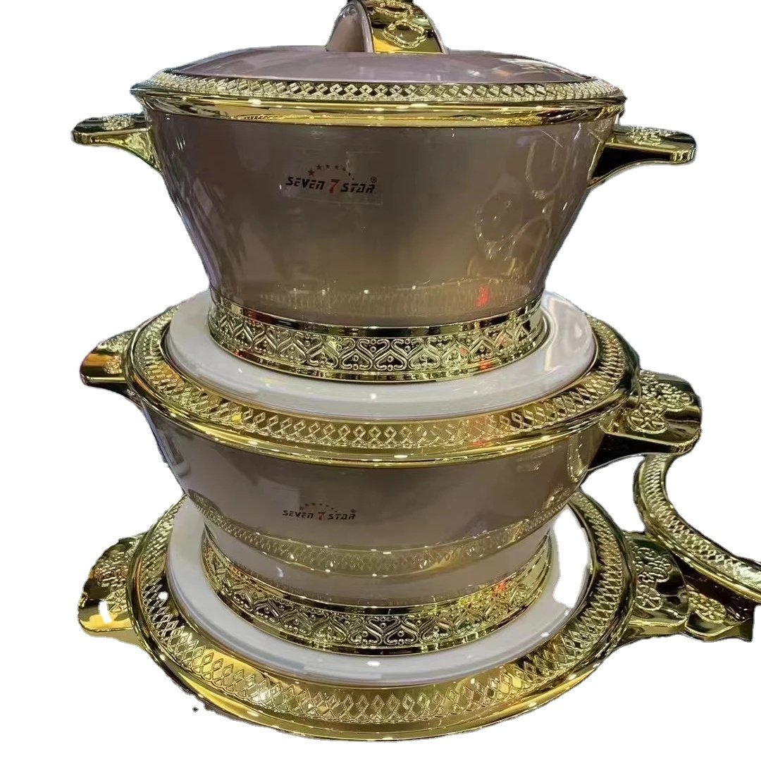 Ready Ship Stock 3PCS Food Warmer Container Bar Hotel Stainless Steel 2.5L+4.5L+6.5L Food Warmer Casserole Cookwares Set