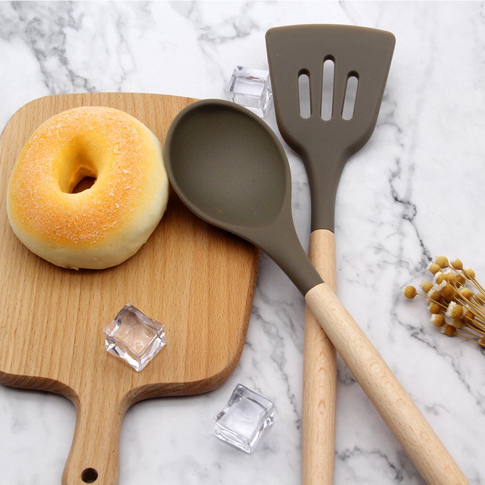 kitchen accessories home and kitchen cookware sets SILICONE KITCHEN TOOLS 5 PCS with WOOD HANDLE home products