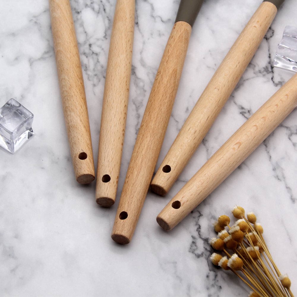 kitchen accessories home and kitchen cookware sets SILICONE KITCHEN TOOLS 5 PCS with WOOD HANDLE home products