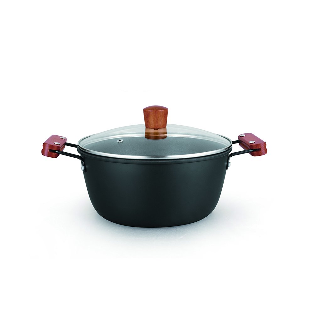 Outdoor Cast Iron nonstick Cookware Set Pots and Pans with Wooden Handle