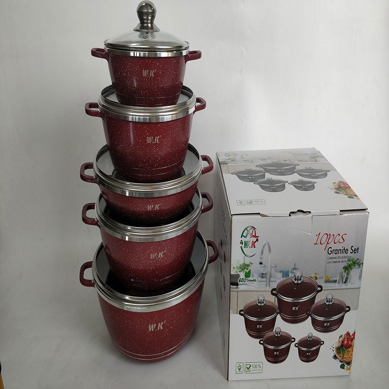 High Quality Non-Stick Cookware Set 10 PCs Set Household Aluminium Wok Soup Pot Cookware Combination Gas Stove Pots Set