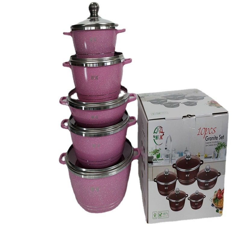 High Quality Non-Stick Cookware Set 10 PCs Set Household Aluminium Wok Soup Pot Cookware Combination Gas Stove Pots Set