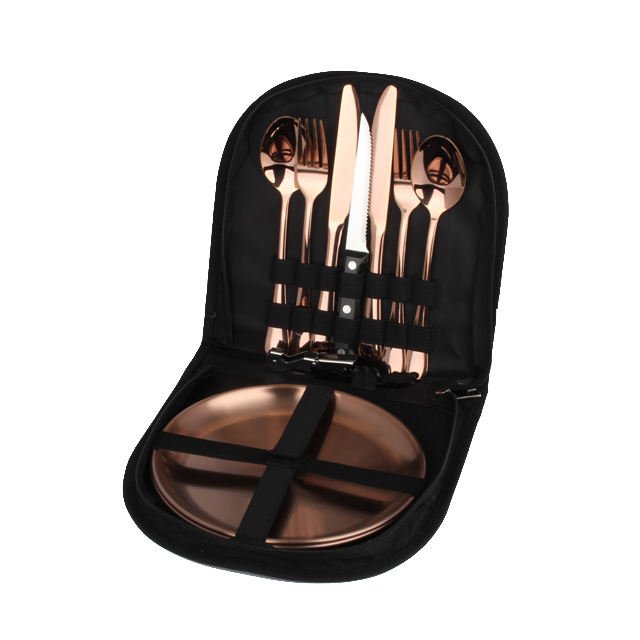Hot Sale Multiple Color High Quality Stainless Steel Portable Various Tableware Outdoor Survival Camping Cookware Set