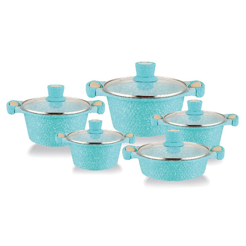 New Arrival Dessini 10 Pieces Set Die Cast Aluminium Casserole Diecast Cooking Pot Cookware Sets