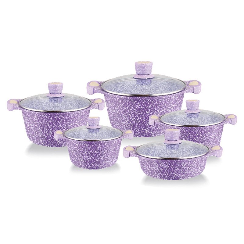 New Arrival Dessini 10 Pieces Set Die Cast Aluminium Casserole Diecast Cooking Pot Cookware Sets