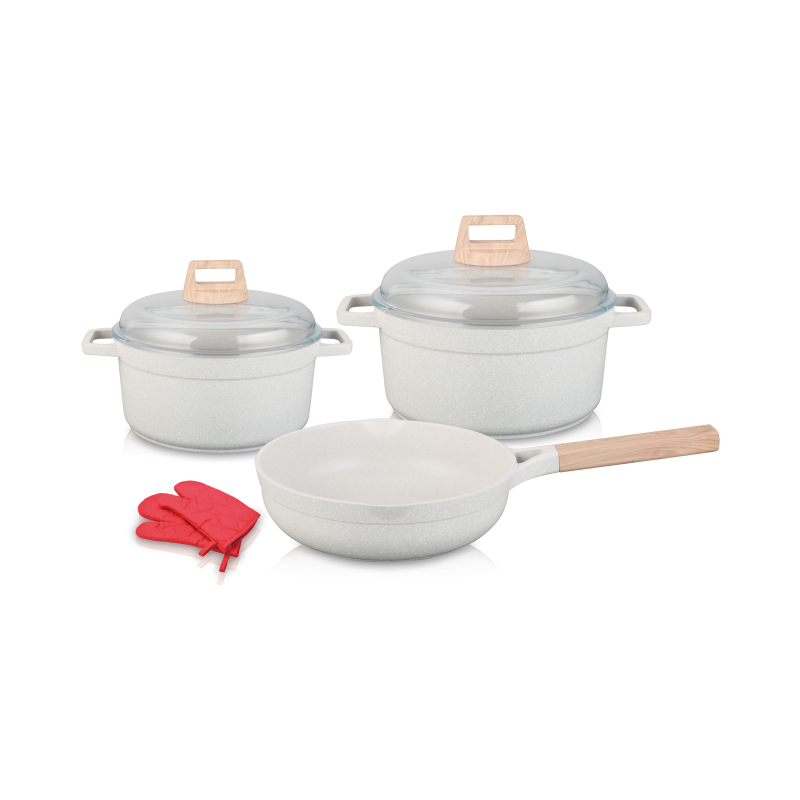 UCCLIFE 7PCS NON STICK ALUMINUM GLASS LID COOKWARE SET kitchen ware kitchen pot sets