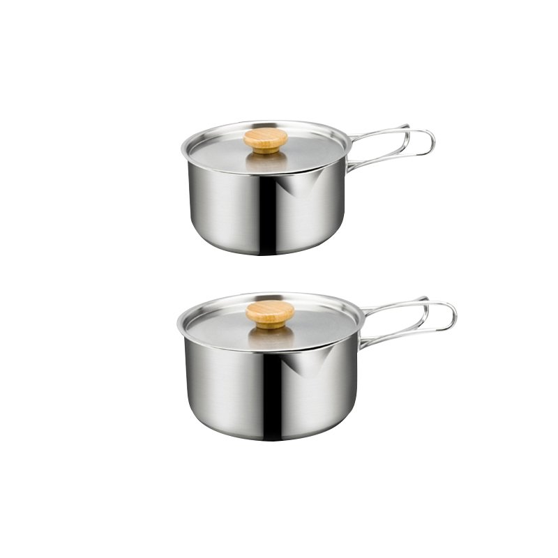 portable Outdoor Cooking Pot Space Saving Stainless Steel Cookware Sets Outdoor Equipment Camping Cookware Set