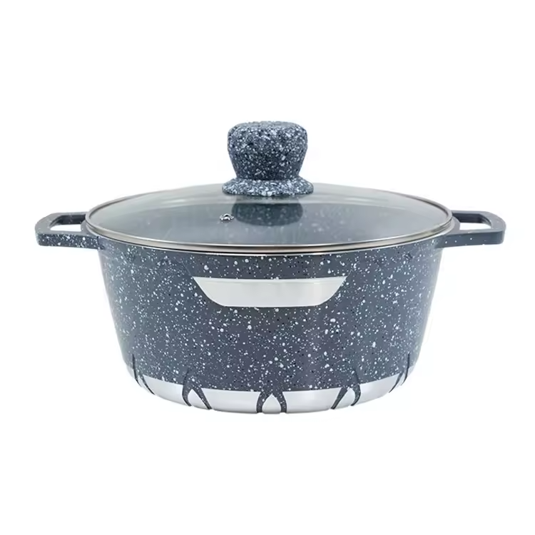 12pcs die cast aluminum non-stick cooking pots marble stone cookware set cooking pot set non-stick cookware granite