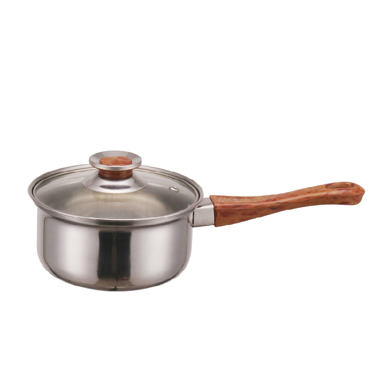 6pcs Stainless Steel Cookware Set with Wooden Handles sufuria forkitchen cookware set Including Milk Pan Soup pot Frying Pan