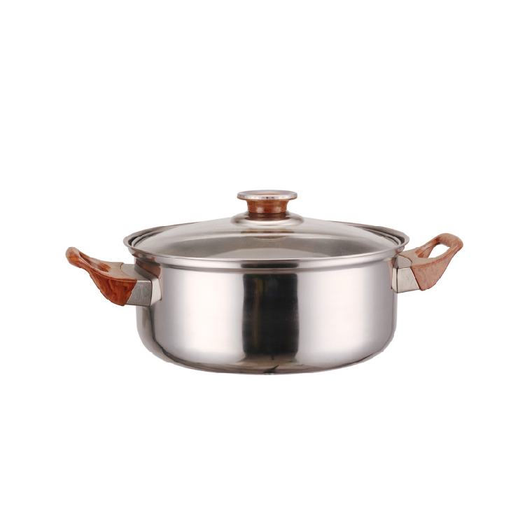 6pcs Stainless Steel Cookware Set with Wooden Handles sufuria forkitchen cookware set Including Milk Pan Soup pot Frying Pan